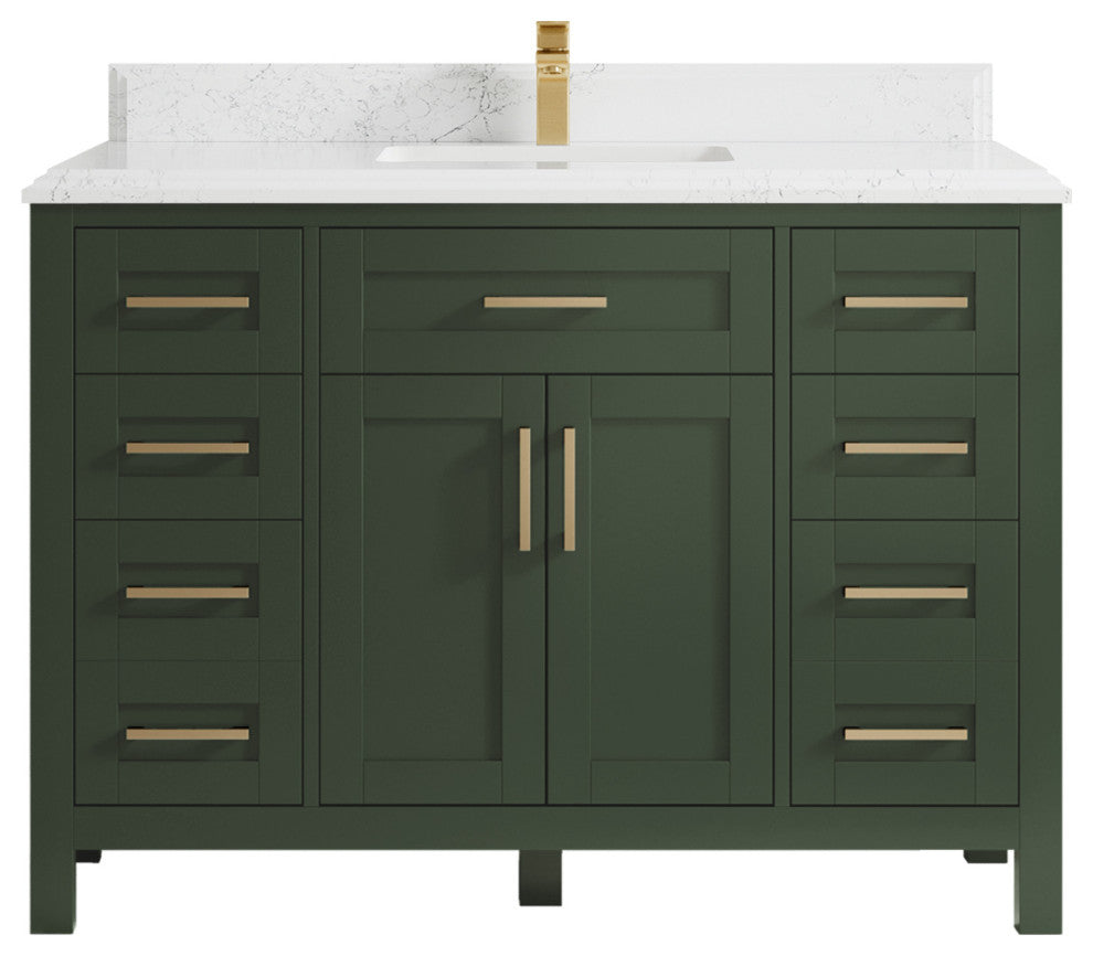 Cambridge 48 Single Sink Bath Vanity in Pewter Green 1.5" Empira Quartz