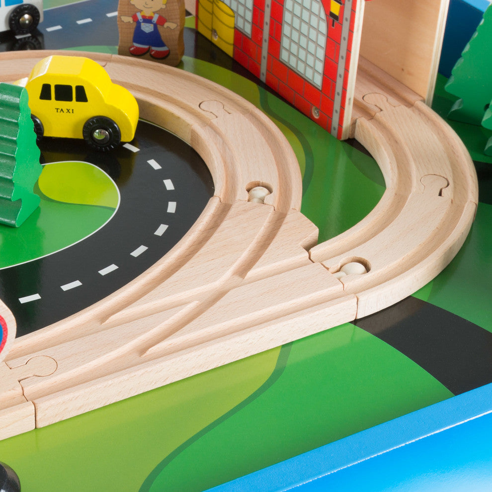 Wooden Train Set Table for Kids