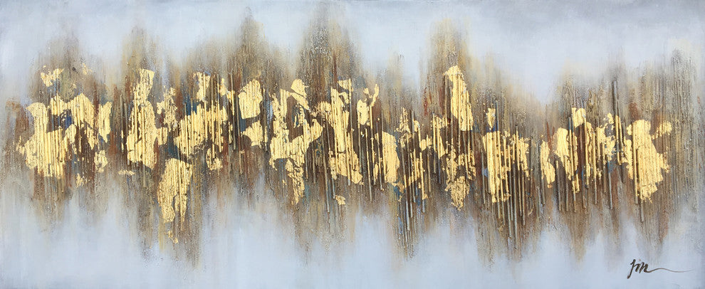 "Beaming Gold Flakes" Hand Painted Canvas Art