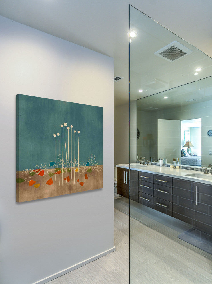 "Scandinavian River Rocks" Painting Print on Canvas by Evelia