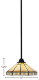 Paramount Mini Pendant, Matte Black, 10" Mission Art Glass
