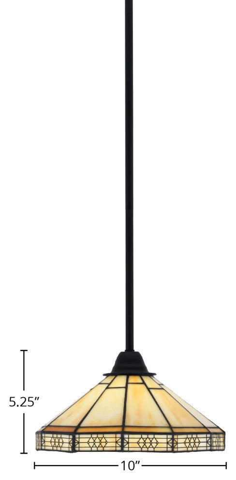 Paramount Mini Pendant, Matte Black, 10" Mission Art Glass