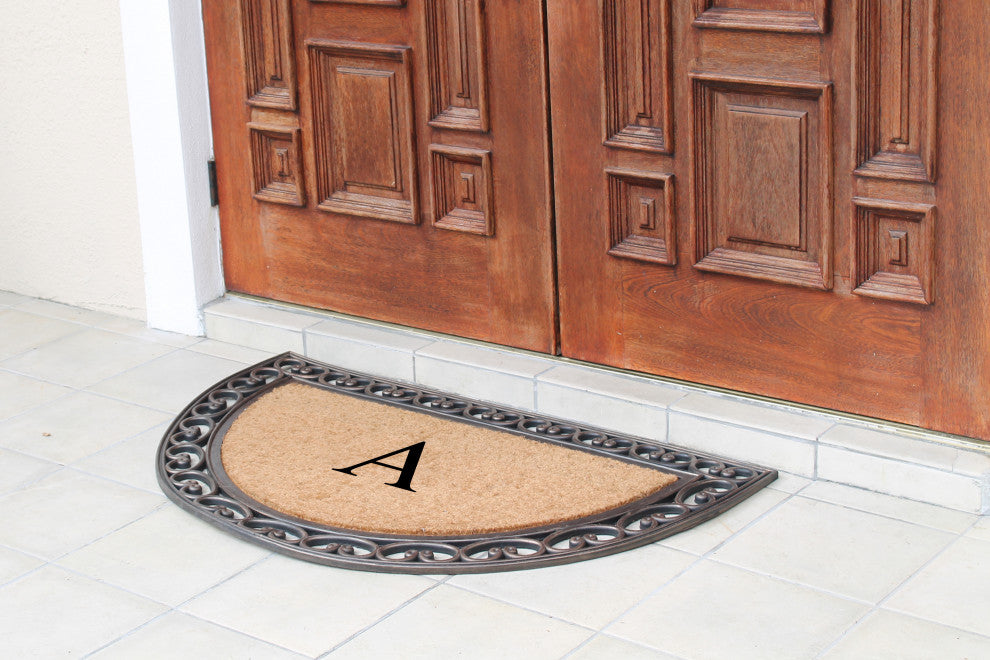 A1HC Natural Coir Monogrammed Door Mat For Front Door, 30"x48", A