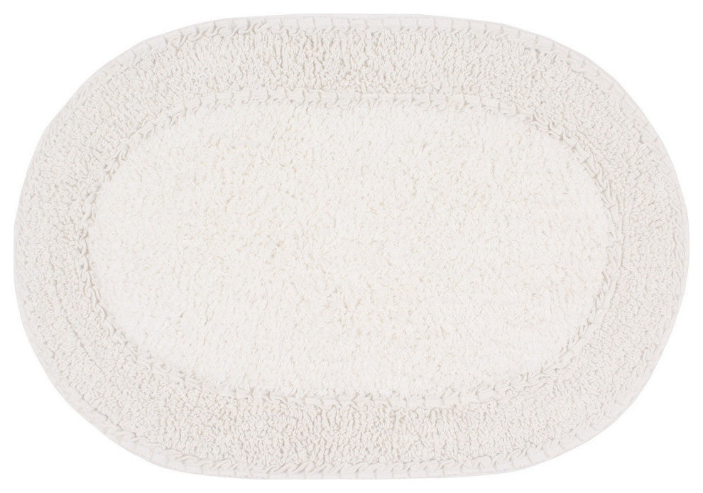 Double Ruffle Collection Bath Rugs Set, 17x24 Rectangle, Ivory