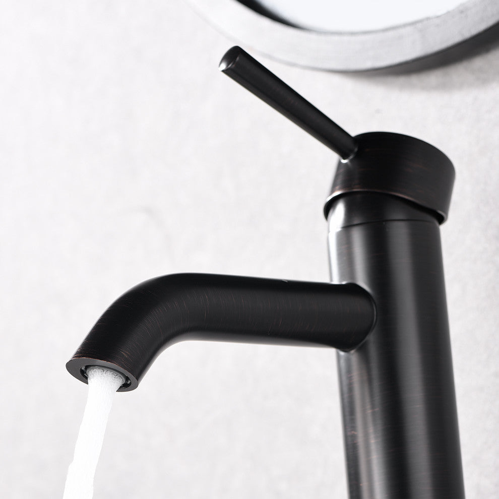 Luxier BSH03-T Single Hole Vessel Bathroom Faucet with Drain, Oil Rubbed Bronze