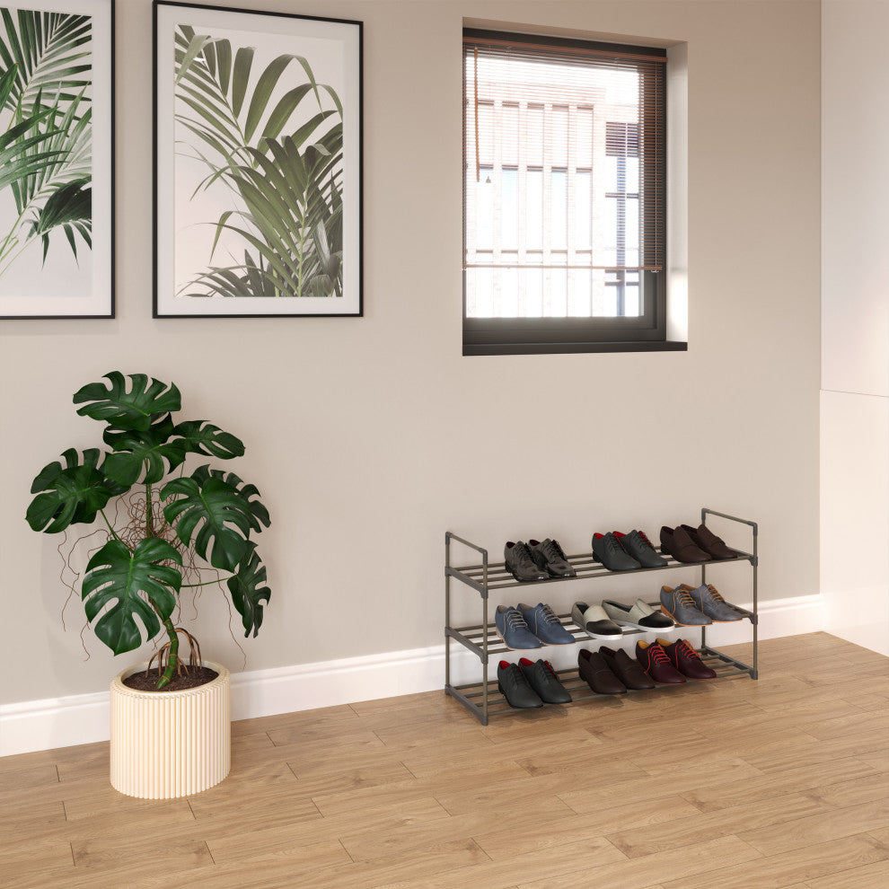 Shoe Rack 3-Tier Shoe Organizer for Closet, Bathroom, Entryway Holds 15 Pairs