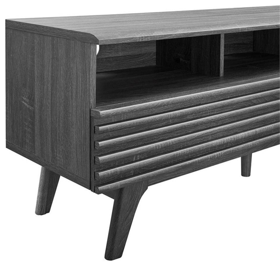 Modway Render Particleboard and Laminate TV Stand for TVs up to 66" in Charcoal