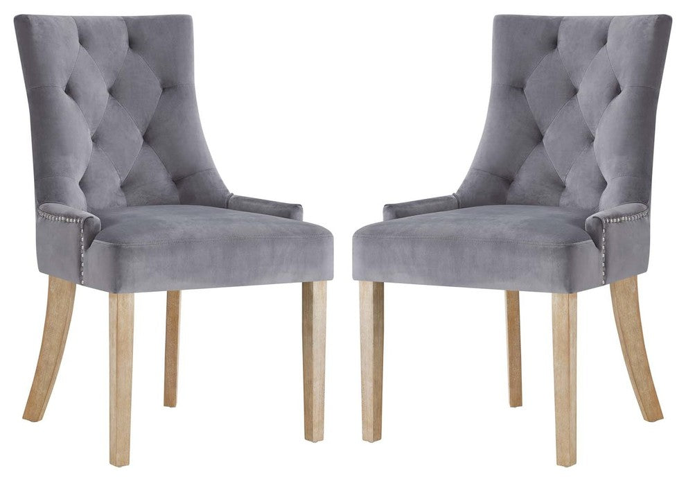 Pose Dining Chair Velvet Set of 2, Gray