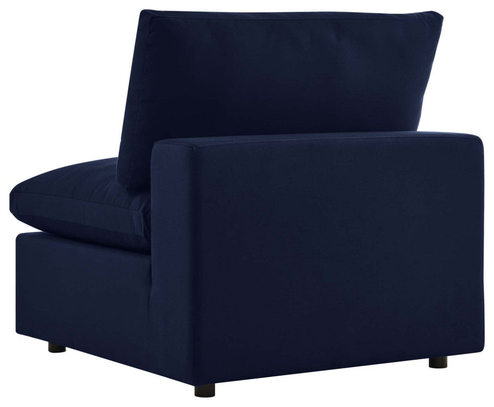 Modular Sectional Deep Sofa Chair Set, Sunbrella, Blue Navy, Outdoor Patio