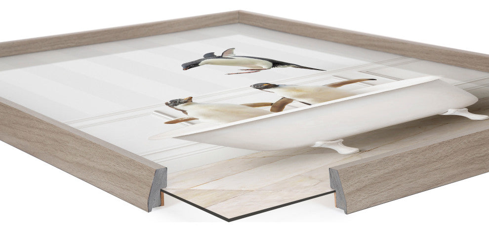 Blake Penguins Bathroom Framed Printed Glass by Amy Peterson, Gray 18x24