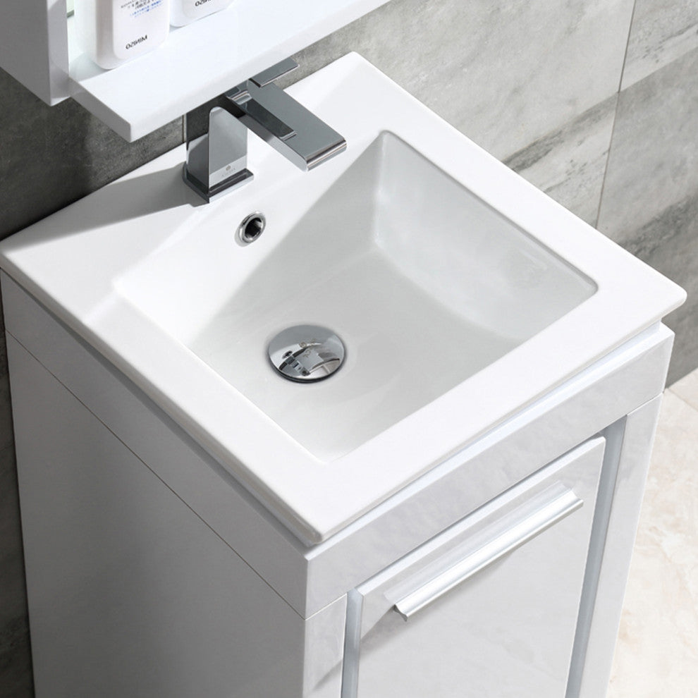 Fresca Allier 16" White Modern Bathroom Vanity With Mirror