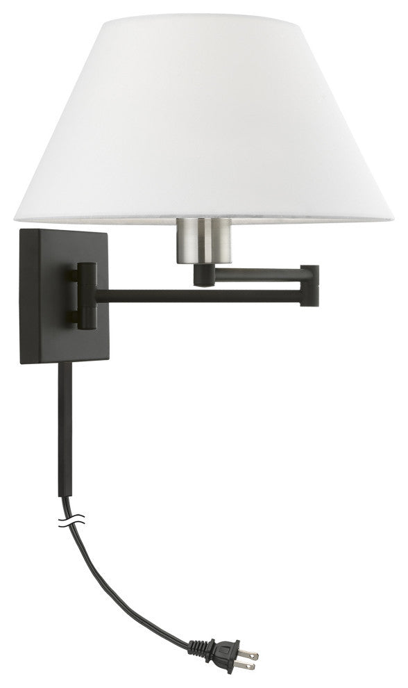 1 Light Black With Brushed Nickel Accent Swing Arm Lamp