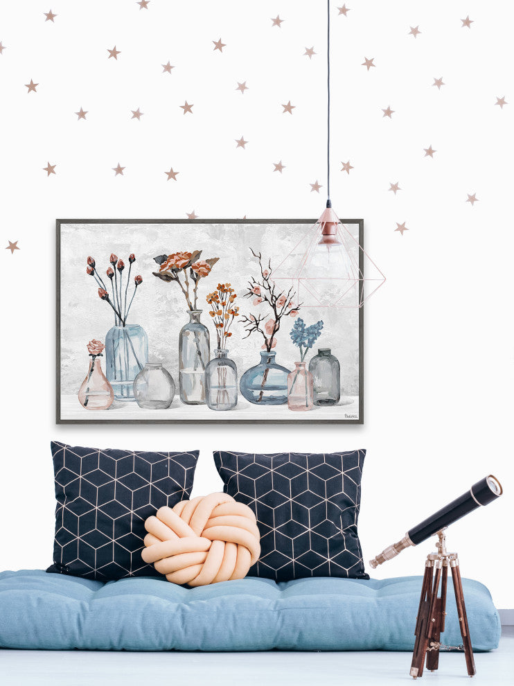 "Flower Glassware" Floater Framed Painting Print on Canvas