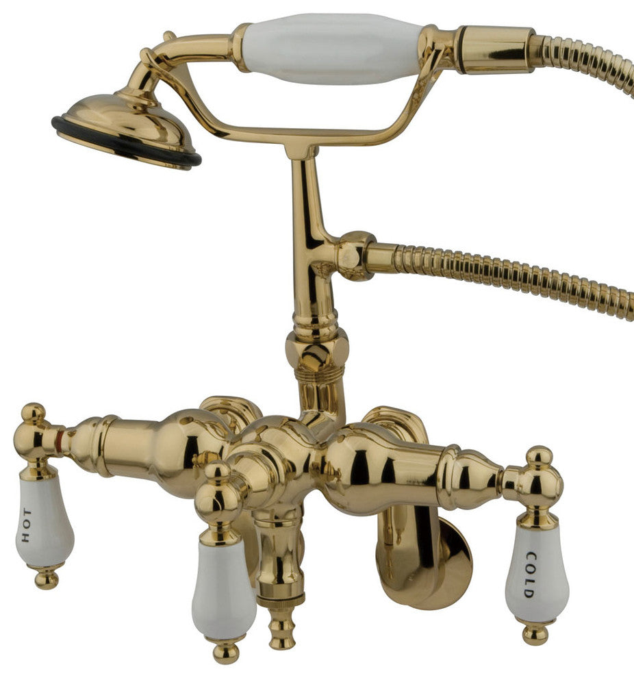 Adjustable 3-3/8" - 10" Wall Mount Clawfoot Tub Filler w/ Hand Shower CC423T2
