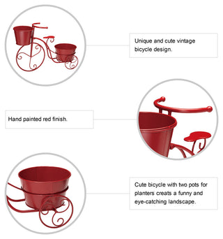 21.5"L Metal Bicycle Plant Stand, Red