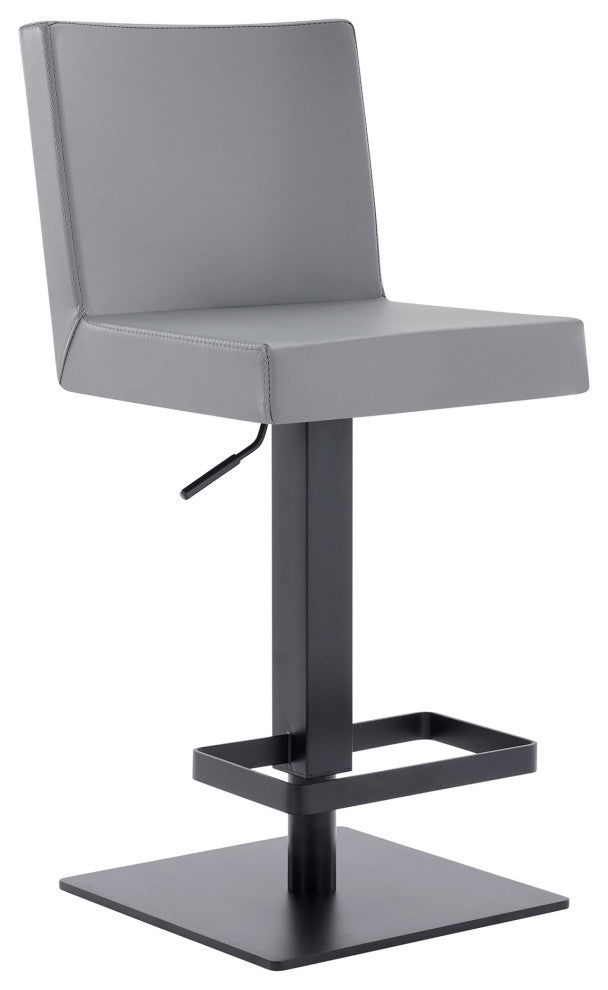 Laurel Faux Leather Swivel Barstool, Gray/Matte Black