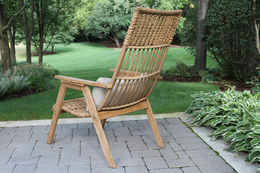 Teak and Wicker Basket Lounger Chair, Set of 2, Bohemian