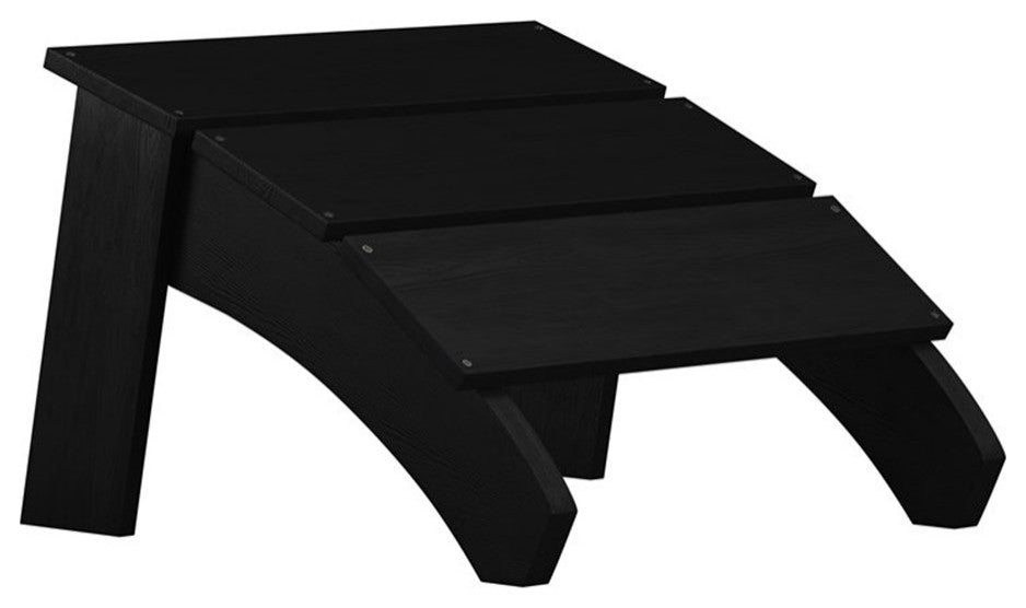Sawyer Modern All-Weather Poly Resin Wood Adirondack Ottoman Foot Rest, Black