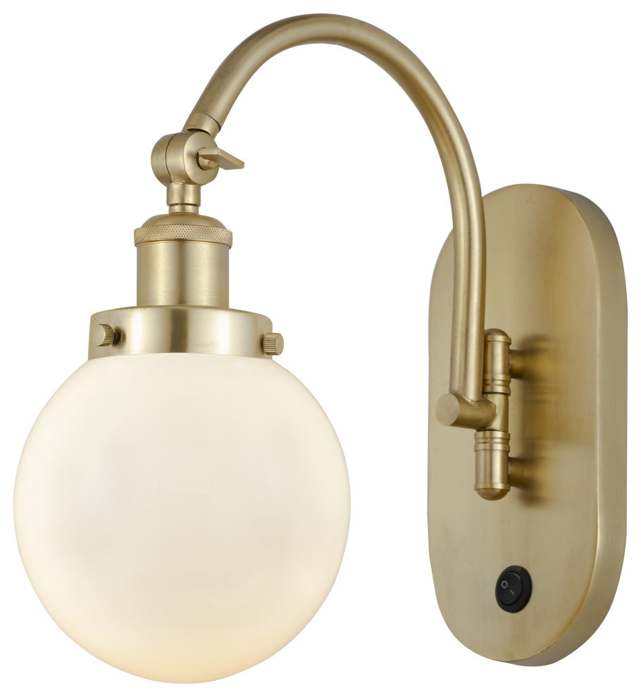 Innovations 918-1W-SG-G201-6-LED Beacon 1 Light 6" Sconce, Satin Gold