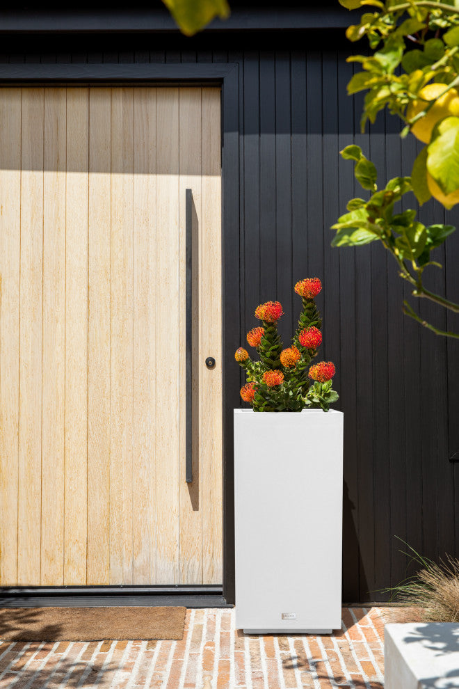 Veradek Block Series Pedestal Planter, White, Tall