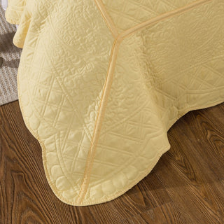 3-Piece Quilted Yellow Buttercup Puffs Bedspread Set, King