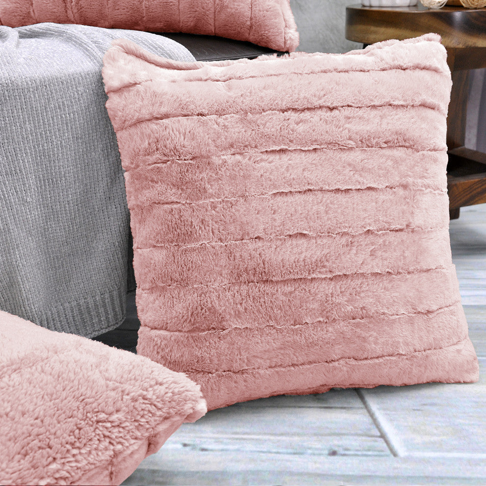 Super Mink Throw Pillow Covers, Set of 4, Rose Smoke, 20''x20''