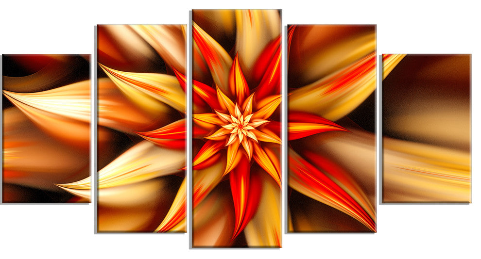 Beautiful Brown Flower Petals, Brown, Floral Canvas Art Print, 60"x32", 5 Panels