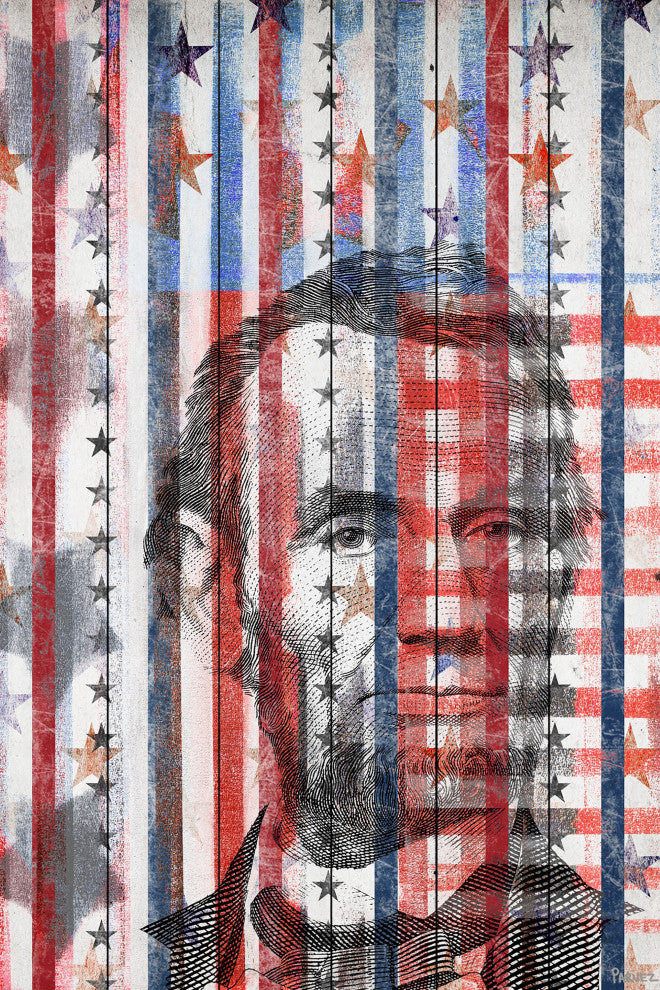 "Honest Abe" Print on White Wood, 40"x60"