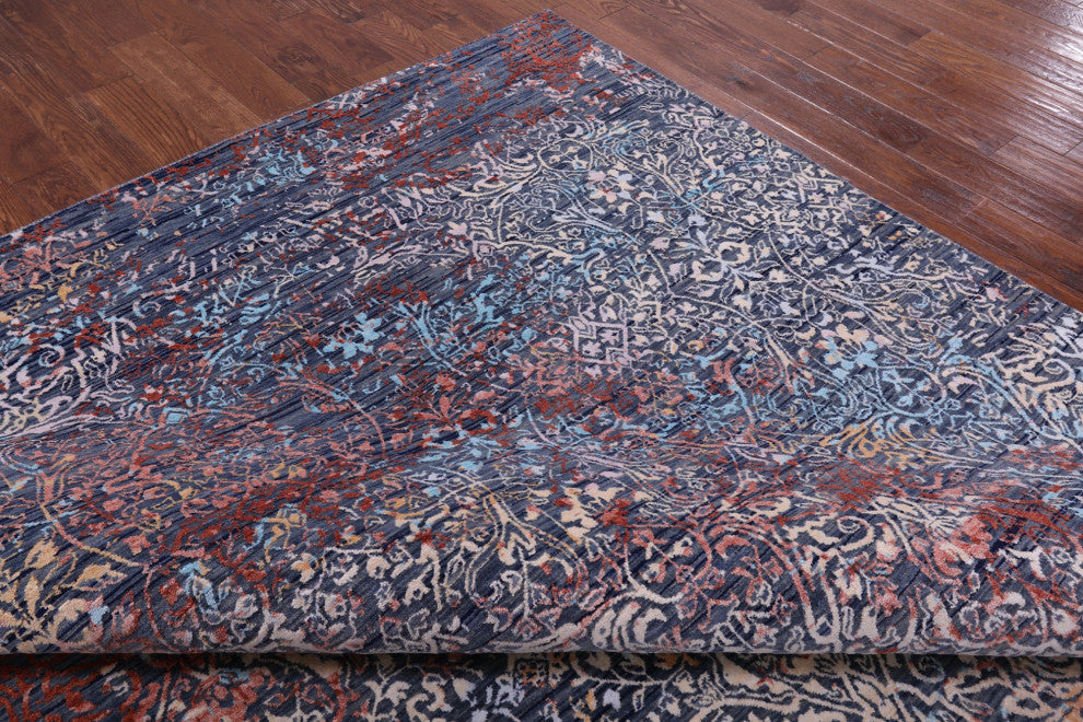 Wool and Silk Hand-Knotted Modern Rug 9' 1" X 12' 0" Q9253