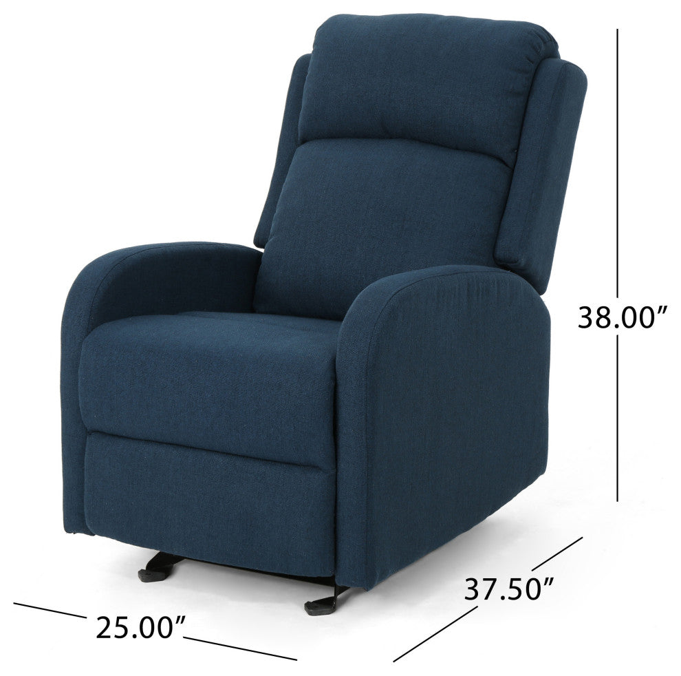 GDF Studio Ava Fabric Rocking Recliner, Navy Blue/Black