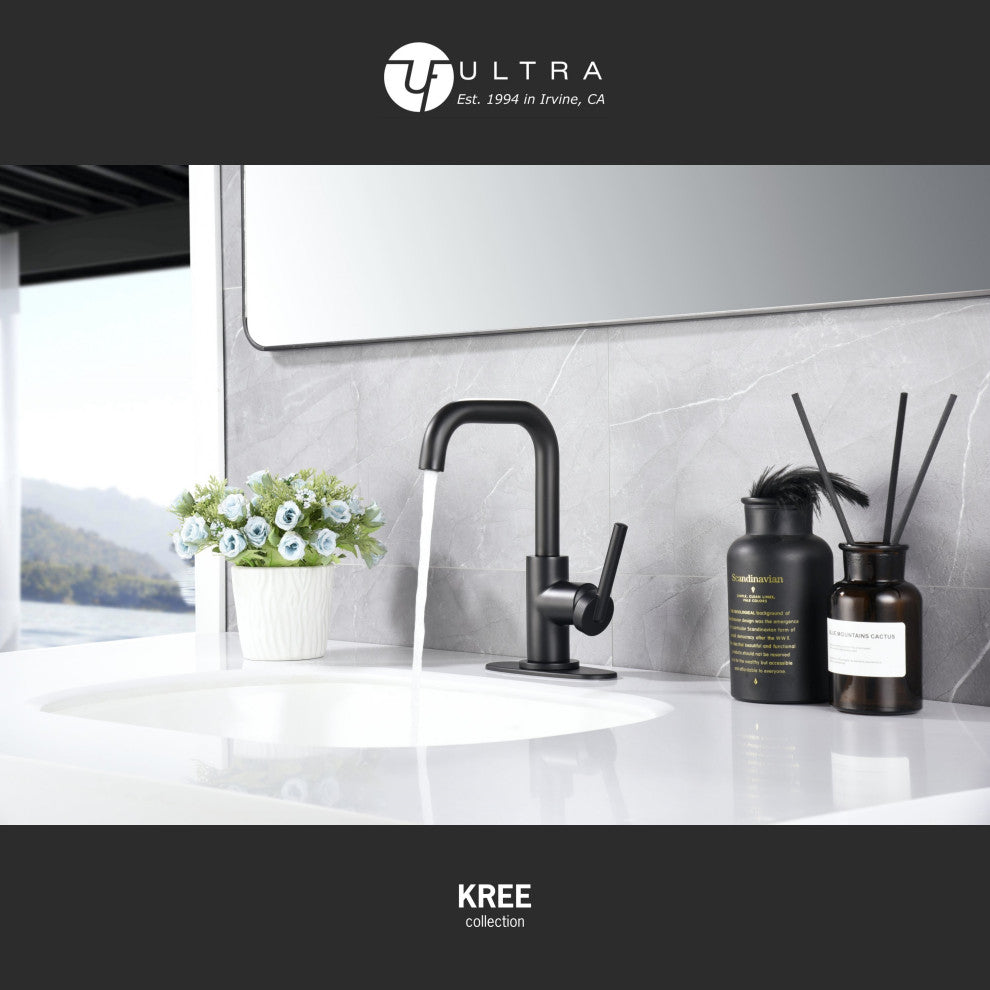 Ultra Faucets UF3070X Single Handle Bathroom Faucet, Matte Black