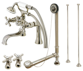 CCK228PN Deck Mount Clawfoot Tub Faucet Package and Supply Line, Polished Nickel