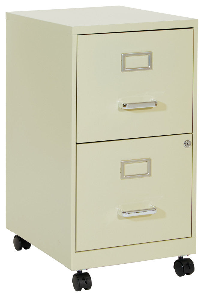 2 Drawer Mobile Locking Metal File Cabinet, Tan
