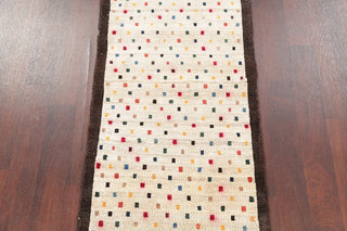 Consigned, Oriental Persian Hand-Knotted Gabbeh Area Rug Wool, Beige, 4'10"X2'6"