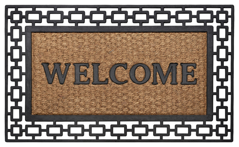 Wrought Iron Rubber Mat 18x30, Art Deco