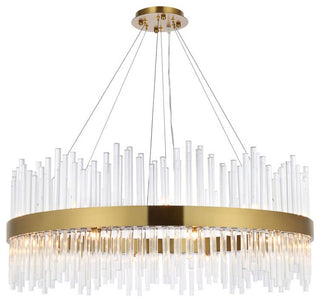 Elegant Lighting 3000D36 Dallas 20 Light 36"W Crystal Drum - Satin Gold