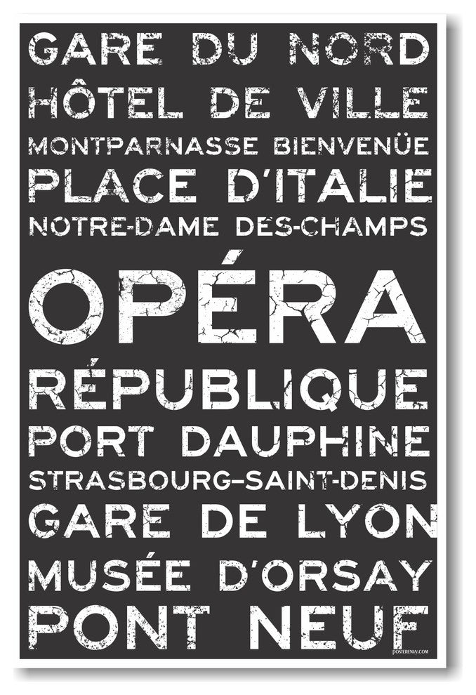 Paris Train Station Metro Signs - NEW World Travel Poster