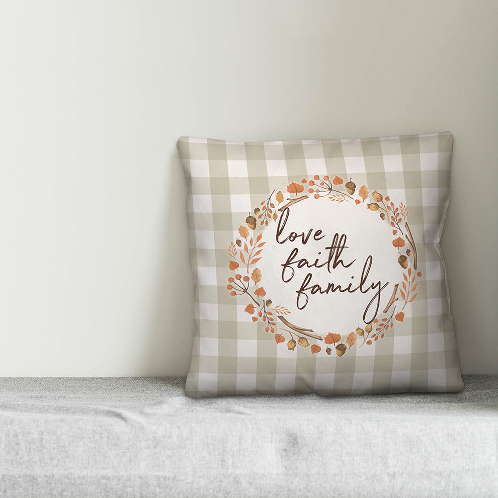 Love Faith Family Throw Pillow