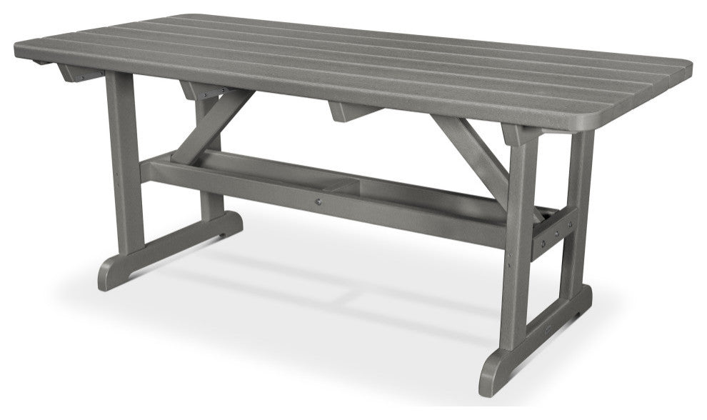 Polywood Park 33"x72" Harvester Picnic Table, Slate Gray