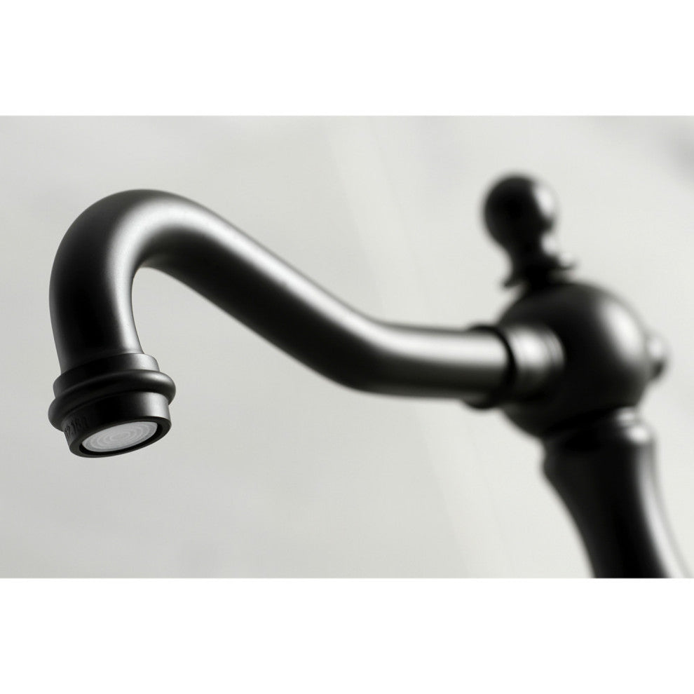 Kingston Brass Widespread Bathroom Faucet With Brass Pop-Up, Matte Black