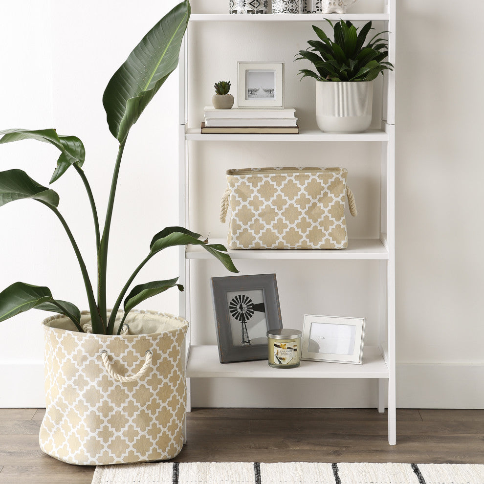 DII Polyester Bin Lattice Vintage Linen Rectangle Small