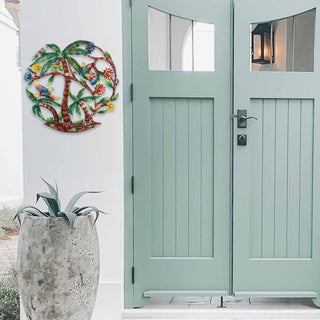 Tropical Palm Trees Handpainted Recycled Metal Wall Art