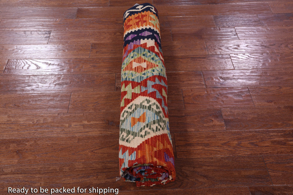 Wool On Wool Flat Weave Kilim Reversible Rug 6' 10" X 9' 9" Q9474
