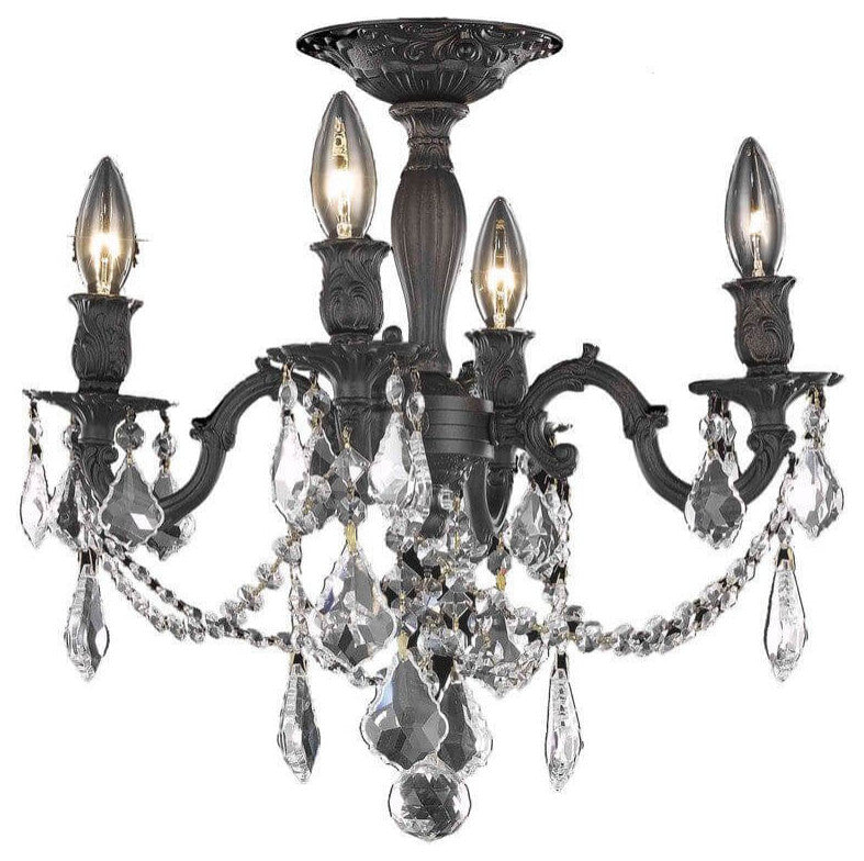 3 light Flush Mount, Dark Bronze, Clear