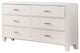 Modern Style Wooden Dresser with 6 Drawers and Tapered Legs, White