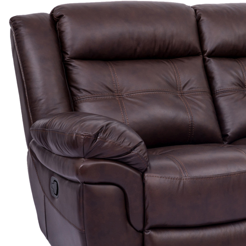 Marcel Manual Reclining Sofa, Dark Brown Genuine Leather