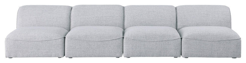 Miramar Linen Textured Fabric Upholstered 4-Piece Modular Sofa, Grey