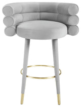 Betty Grey Velvet Barstool - Grey