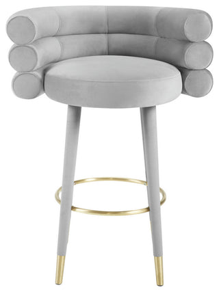 Betty Grey Velvet Barstool - Grey