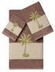 Linum Home Textiles Colton 3-Piece Embellished Towel Set, Latte